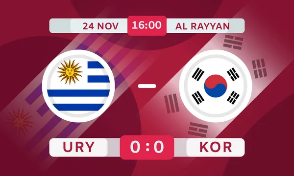 Uruguay South Korea Match Design Element Football Championship Competition Infographics — Vettoriale Stock