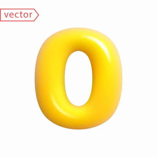 Number Number Zero Sign Yellow Color Realistic Shiny Balloon Cartoon — Vector de stock