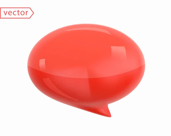 Notification Message Dialog Red Glossy Plastic Rubber Speech Bubble Icon — Vettoriale Stock