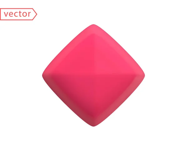 Red Rhombus Design Element Realistic Cartoon Style Design Decoration Button — Vetor de Stock