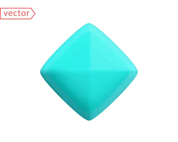 Turquoise Rhombus Design Element Realistic Cartoon Style Design Jewel Gemstone — Vetor de Stock