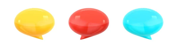 Notification Message Dialog Set Glossy Plastic Rubber Speech Bubble Icon — Stock Vector