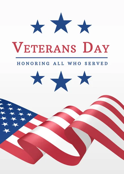 Día Los Veteranos Noviembre Honrar Todos Los Que Sirvieron Tarjeta — Vector de stock