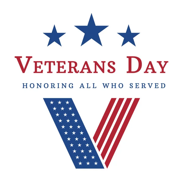 Día Los Veteranos Noviembre Honrando Todos Los Que Sirvieron Tarjeta — Vector de stock