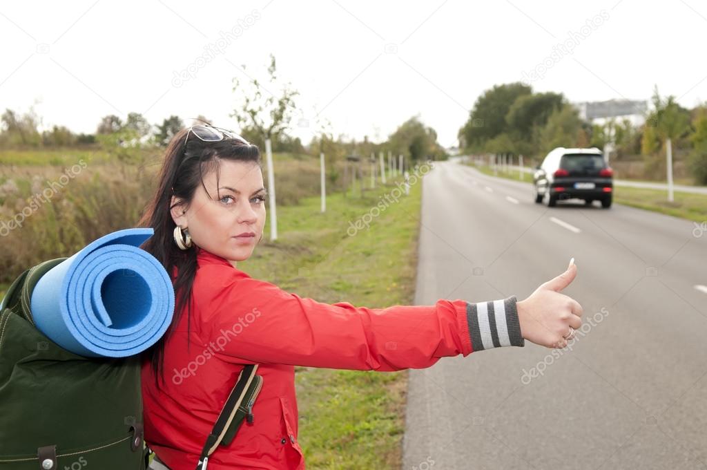 Hitchhiker on the roadside