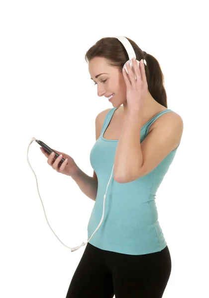 Mujer bonita escuchando música — Foto de Stock
