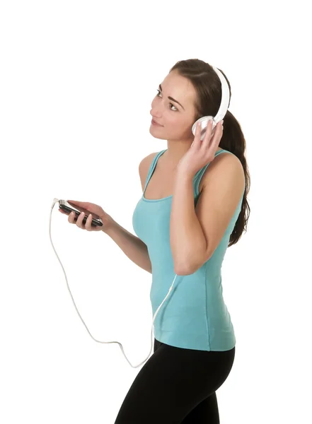 Beautiful woman listening to music — Stock Photo, Image