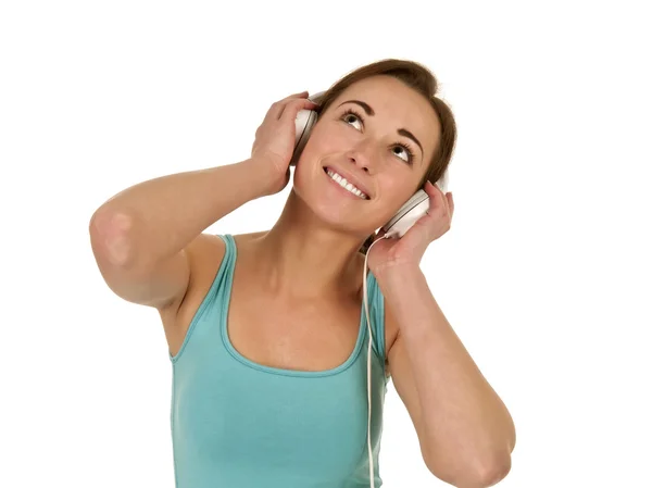 Mujer con auriculares — Foto de Stock