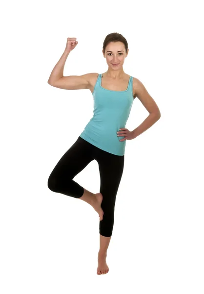 Woman showing her muscles — Stock Photo, Image