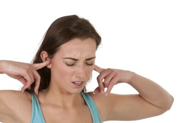 Woman holding her ears clipart