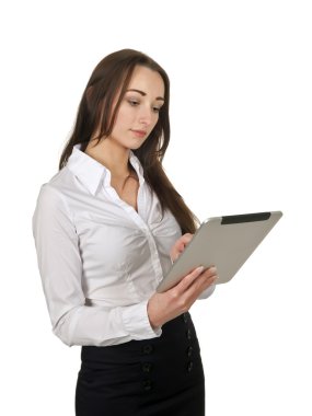 Tablet bilgisayar kullanan iş kadını
