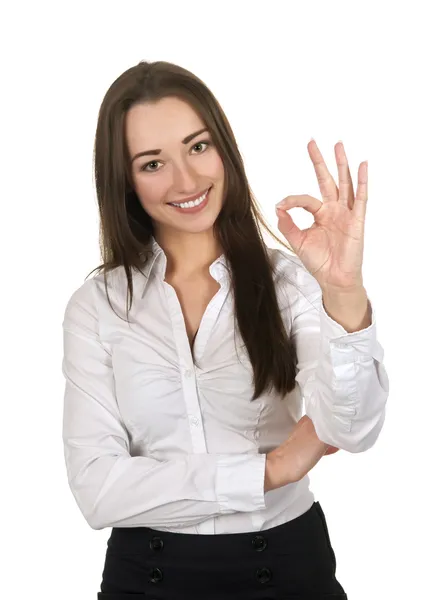 Mujer de negocios mostrando ok — Foto de Stock