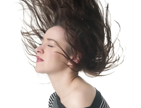 Kobieta z latającymi włosami — Zdjęcie stockowe