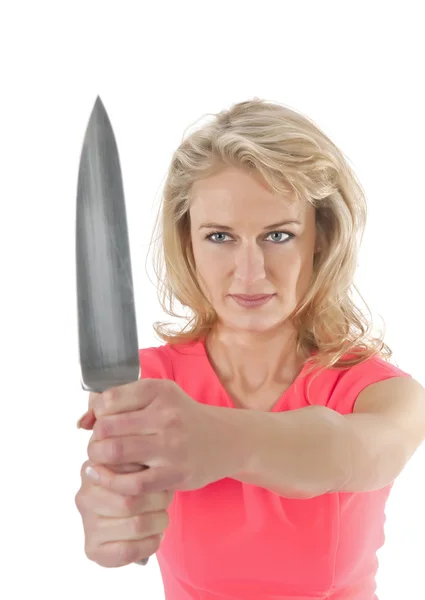 Mujer agresiva con cuchillo — Foto de Stock