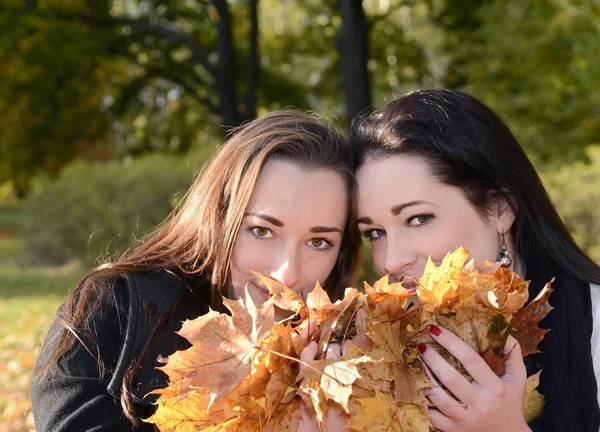 Women with leaves — Stock Photo, Image