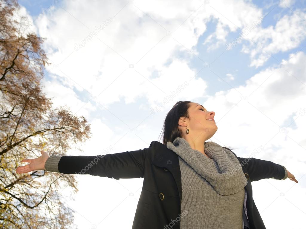 Woman cheering