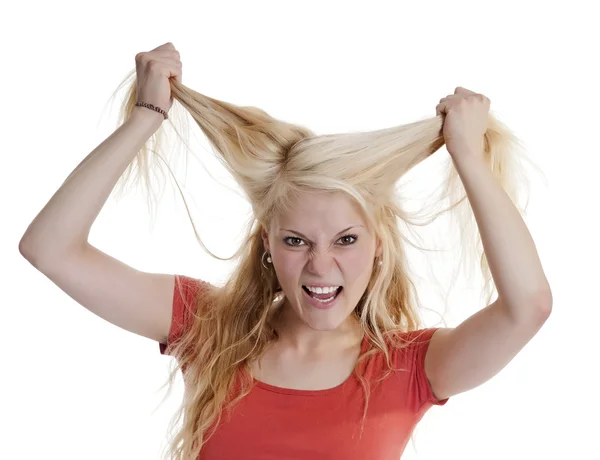 Woman tearing hair Royalty Free Stock Images