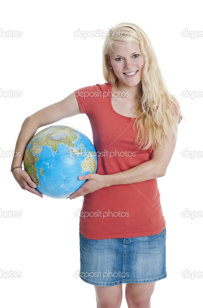 Woman holding globe