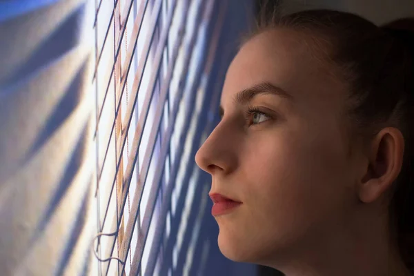 Sad Girl Window — Stock Photo, Image