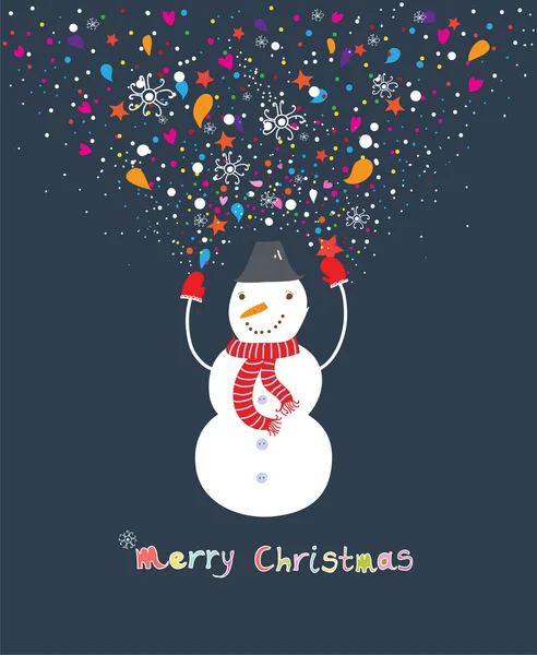 Happy cartoon christmas snowman — Stockvector