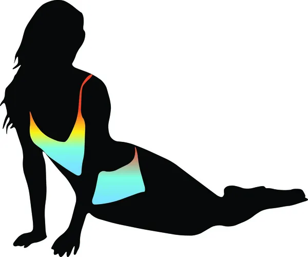 Bikini vrouw silhouet — Stockvector