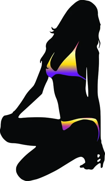 Silueta mujer bikini — Vector de stock