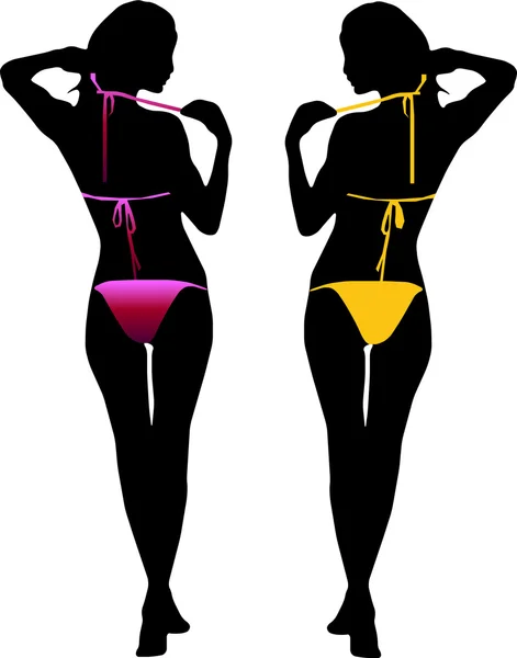 Silueta mujer bikini — Vector de stock