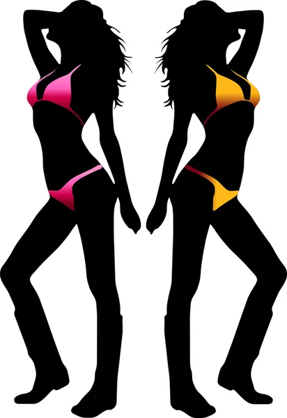 Bikini woman silhouette — Stock Vector