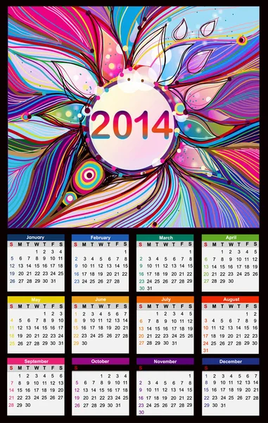 Calendario 2014. Vettore — Vettoriale Stock