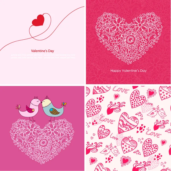 Set of four Happy valentines day backgrounds. — Stock Vector