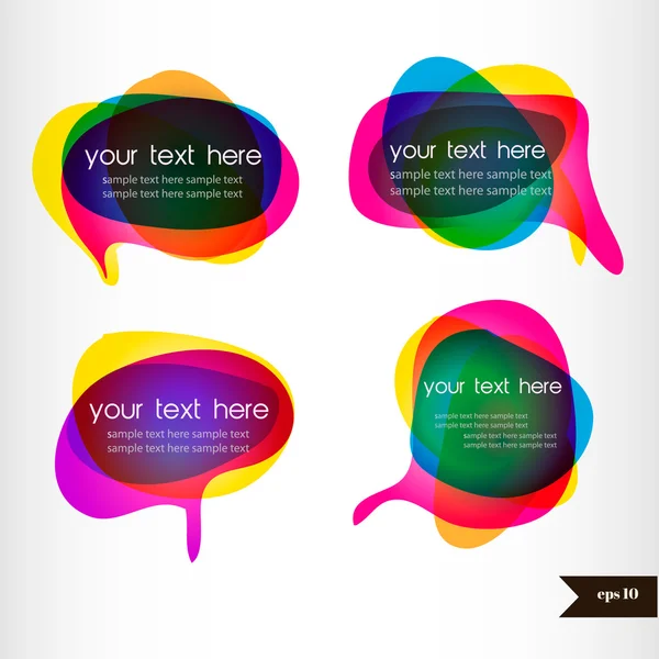 Conjunto de quatro bolhas de fala coloridas com transparência —  Vetores de Stock