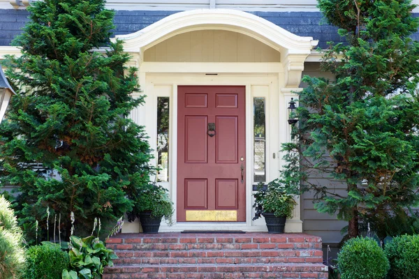 Purpurová dveře borovice — Stock fotografie