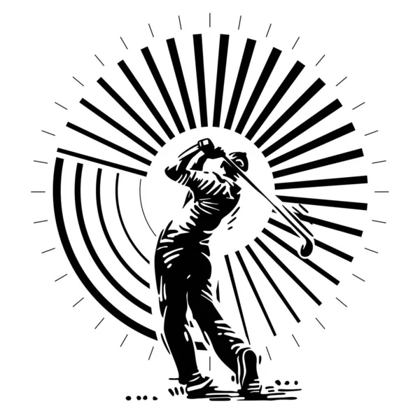 Composition ronde golf noir et blanc. — Image vectorielle