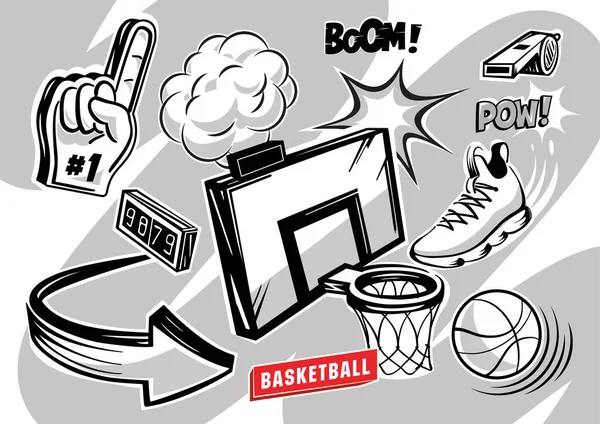 Vector illustration of a basketball in the style of pop art — Stock vektor