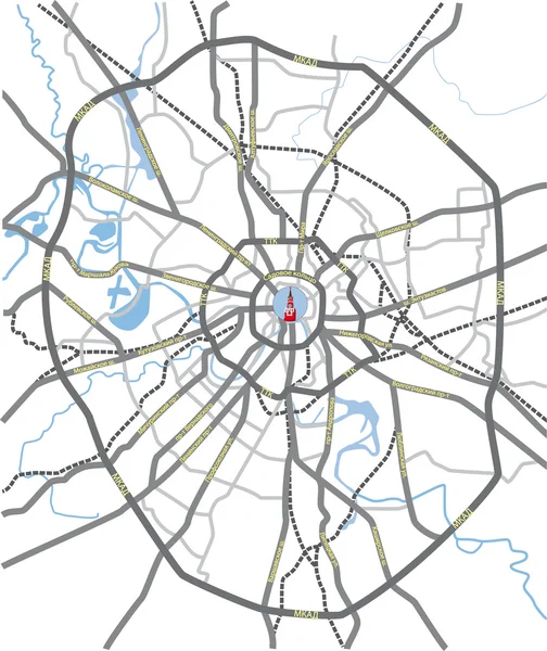 Москва Карта доріг та маршрутів — стоковий вектор