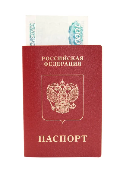 Passpotr und Geld auf weißem Hintergrund — Stockfoto