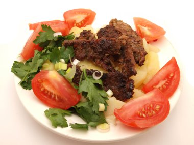 Meat with a potato on a plate