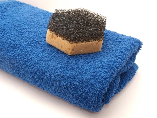 Svamp och handduk — Stockfoto