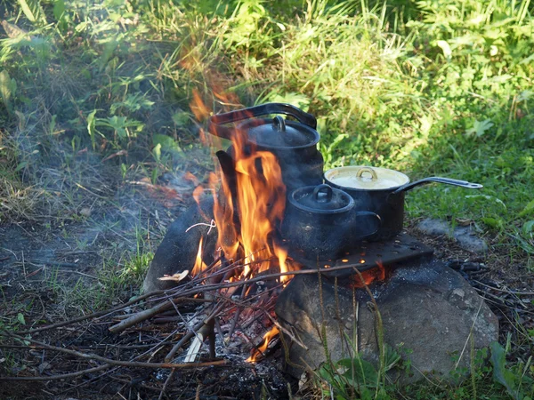 Theepot en waterkoker — Stockfoto