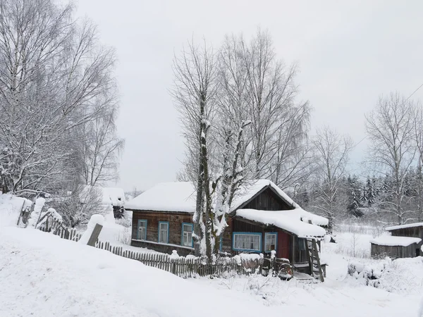 The house in village in the winter — Stock Photo, Image