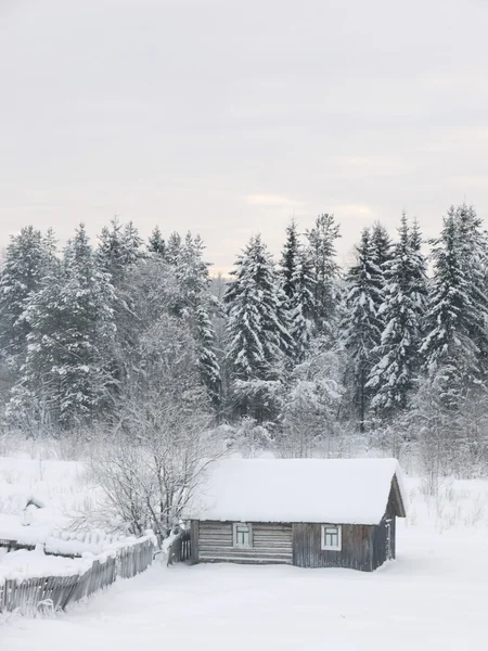 Dom w miejscowości zimą — Zdjęcie stockowe