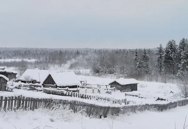 Byn i vinter — Stockfoto