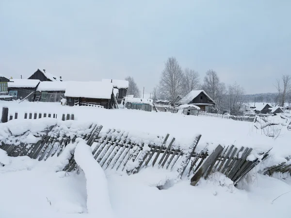 Byn i vinter — Stockfoto