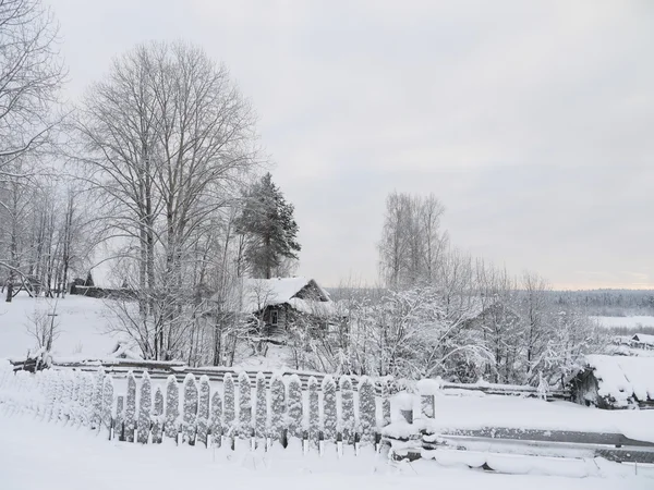 Дом в деревне зимой — стоковое фото