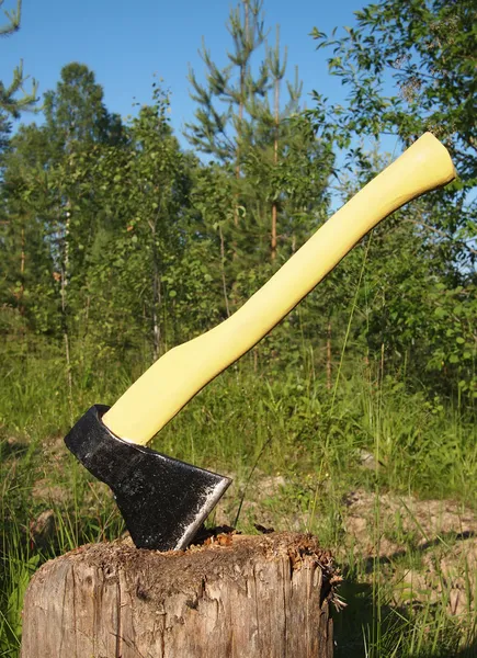 Photo of axe in the stump — Stock Photo, Image