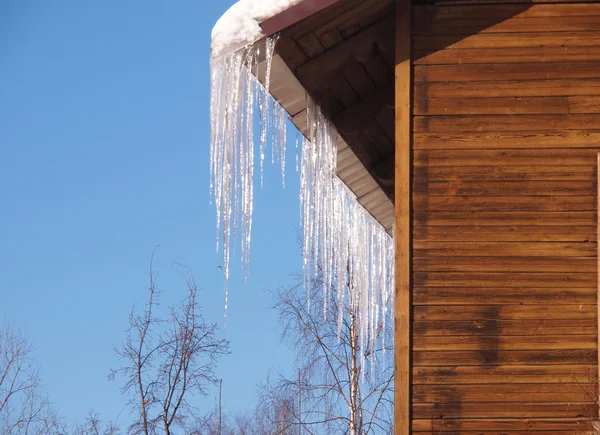 Icicles on a roof Stock Picture