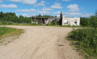 yıkık tuğla bina ormanda