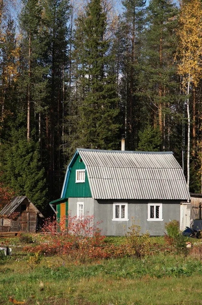 Dřevěný dům ve vesnici — Stock fotografie