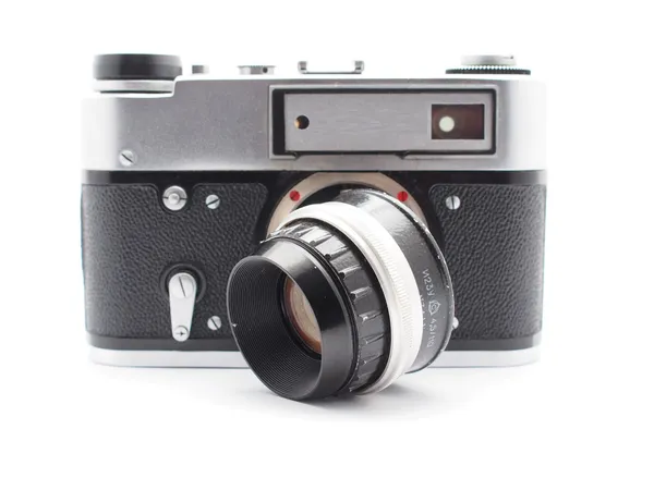 Vecchia macchina fotografica su sfondo bianco — Foto Stock