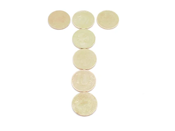 Letters of coins on a white background — Stock Photo, Image